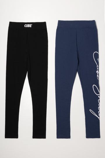 2 Pack Leggings Black And Navy