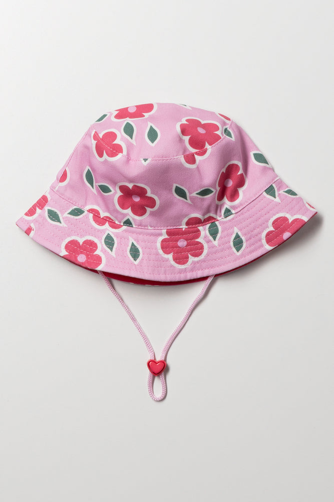Floral Reversible Hat Pink