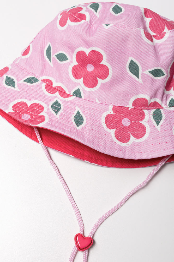 Floral Reversible Hat Pink (1)