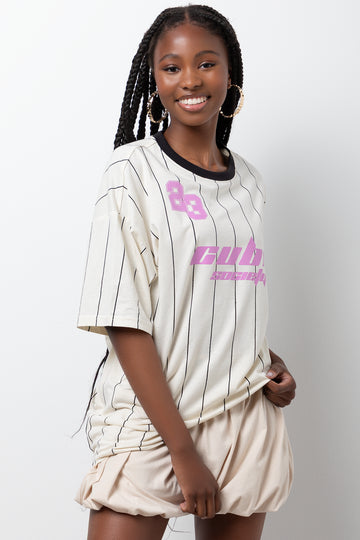 Oversized Stripe Shirt Cream And Black