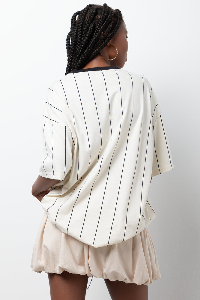 Oversized Stripe Shirt Cream And Black (2)