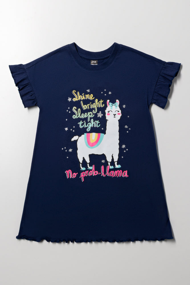 Llama Sleepshirt Navy