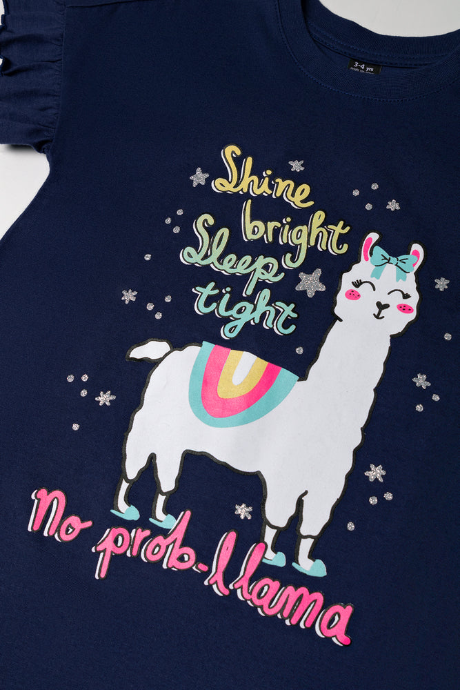 Llama Sleepshirt Navy