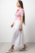 Puff Sleeve Stripe Top Red (1)