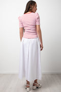 Puff Sleeve Stripe Top Red (2)