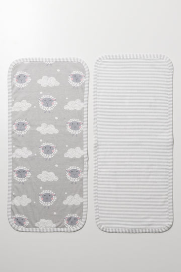 2 Pack Wide Burp Cloths Grey