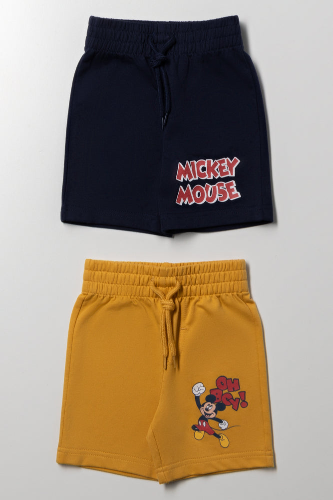 Mickey Mouse 2 Pack Shorts Black And Yellow