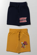 Mickey Mouse 2 Pack Shorts Black And Yellow