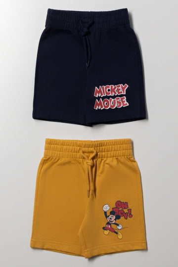 Mickey Mouse 2 Pack Shorts Black And Yellow