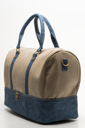 Bottom Compartment Weekender Bag Natural & Navy (1)