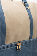 Bottom Compartment Weekender Bag Natural & Navy (3)