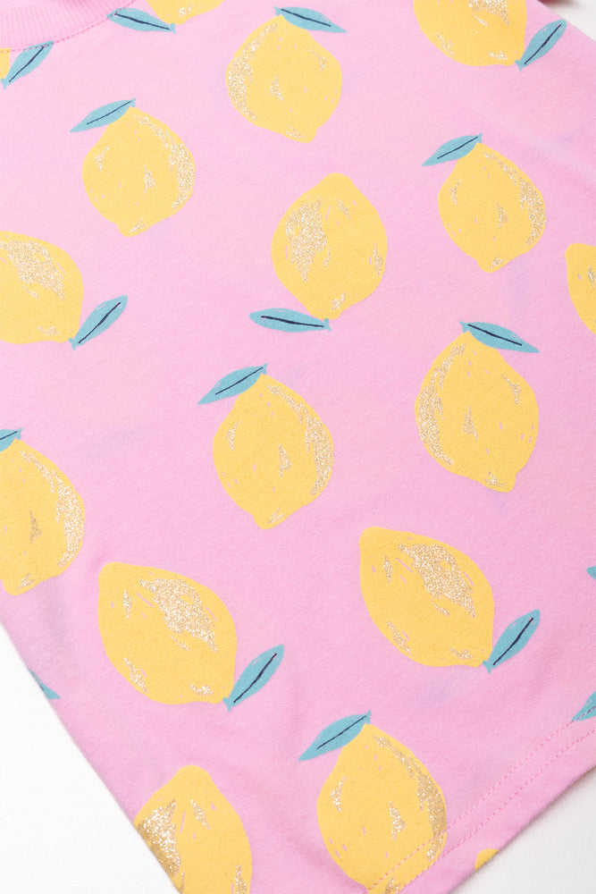 Lemons Short Sleeve T-Shirt Pink (1)