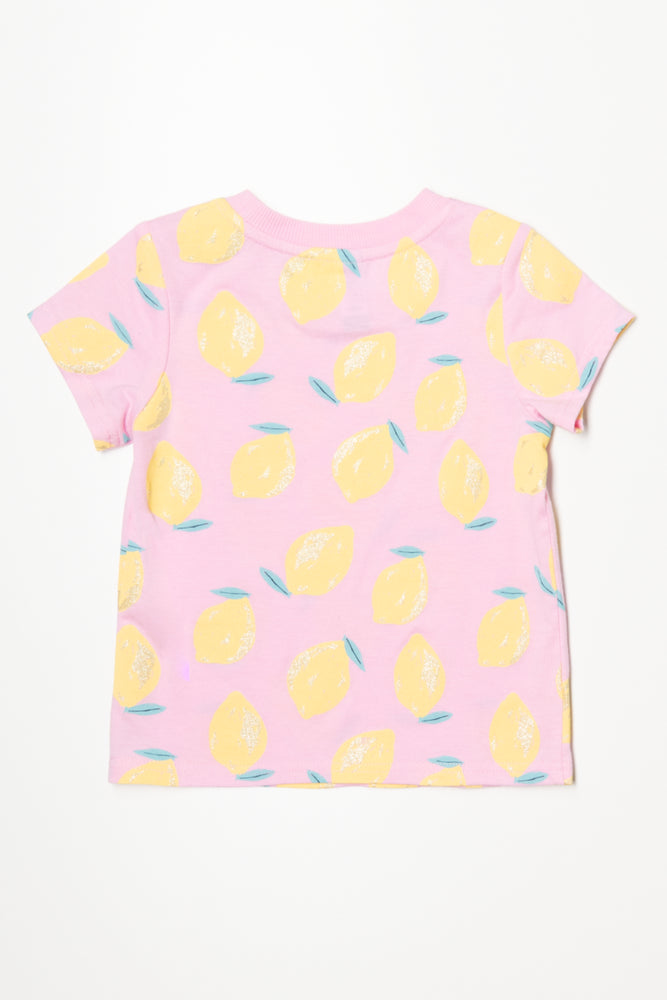 Lemons Short Sleeve T-Shirt Pink (2)