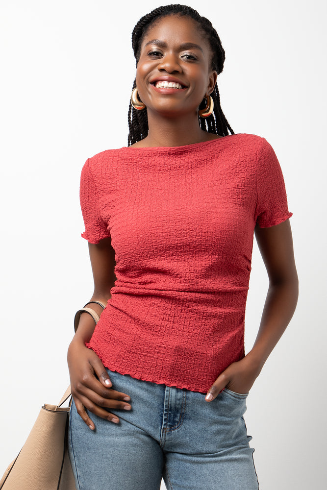 Lettuce Edge Bubble Knit Short Sleeve T-Shirt