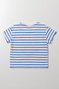 Pocket Crab Stripe T-Shirt Blue And White (2)