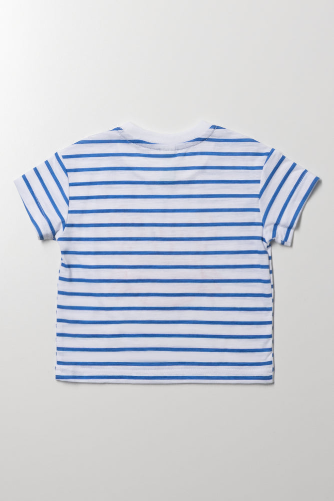 Pocket Crab Stripe T-Shirt Blue And White (2)