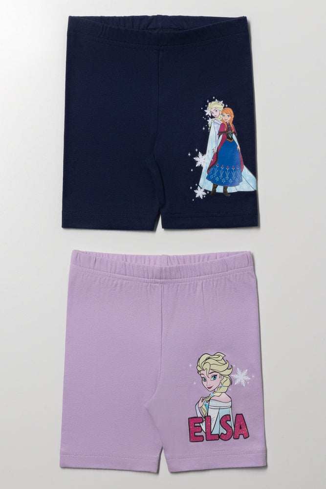Frozen 2 Pack Leggings Navy And Lilac