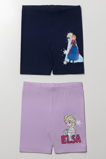 Frozen 2 Pack Leggings Navy And Lilac