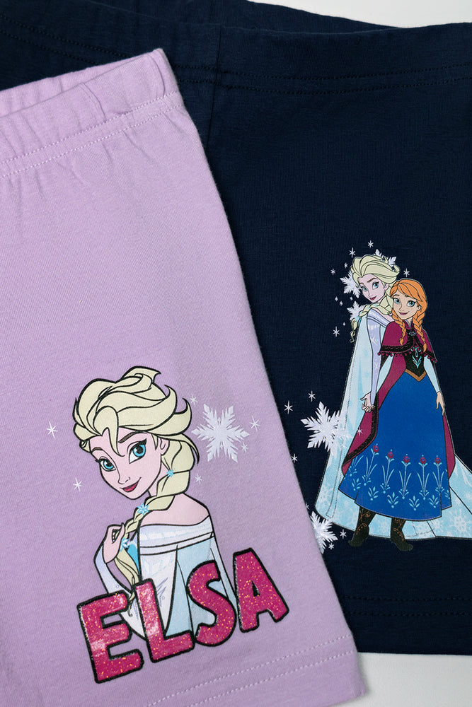 Frozen 2 Pack Leggings Navy And Lilac
