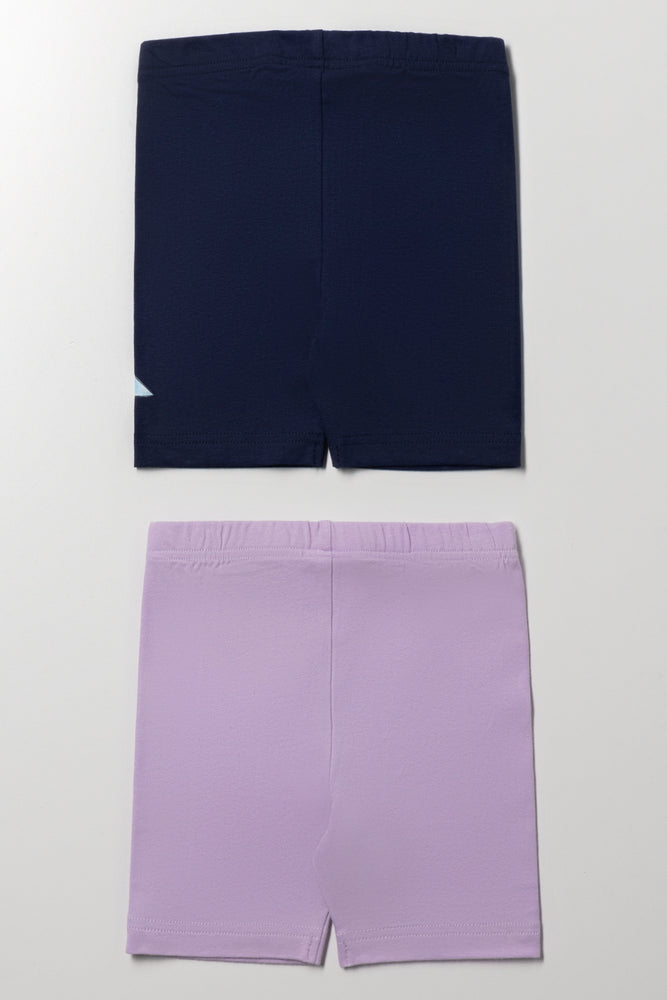 Frozen 2 Pack Leggings Navy And Lilac (2)