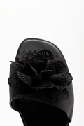 Flower Trim Mule Sandals Black (4)