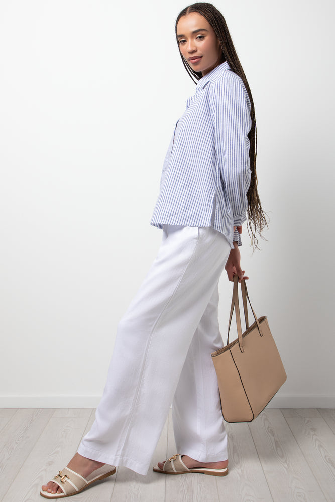 Linen Stripe Shirt Blue