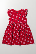 Strawberry Flutter Sleeve Dress Red