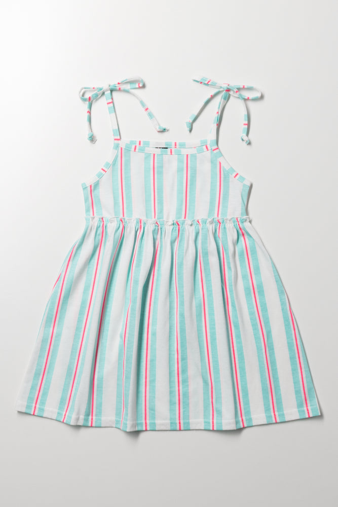 Stripe Strappy Bow Dress Sage