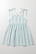 Stripe Strappy Bow Dress Sage