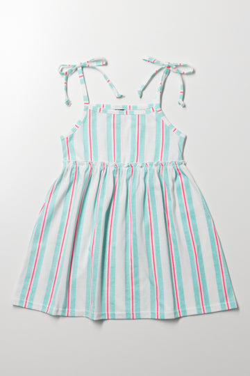 Stripe Strappy Bow Dress Sage