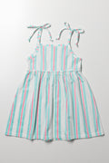 Stripe Strappy Bow Dress Sage (2)