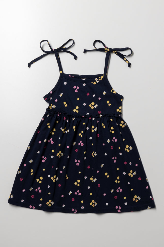 Floral Strappy Dress Black
