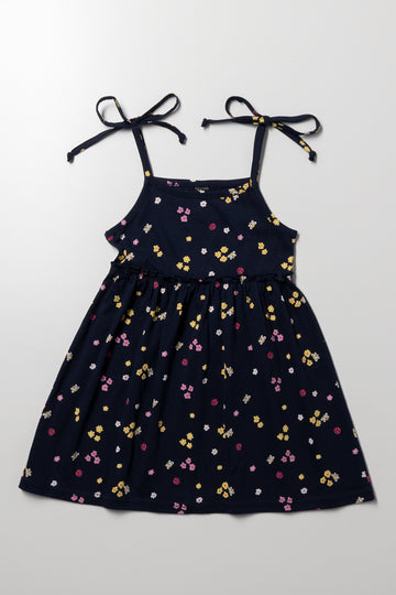 Floral Strappy Dress Black