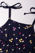 Floral Strappy Dress Black (1)