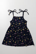 Floral Strappy Dress Black (2)