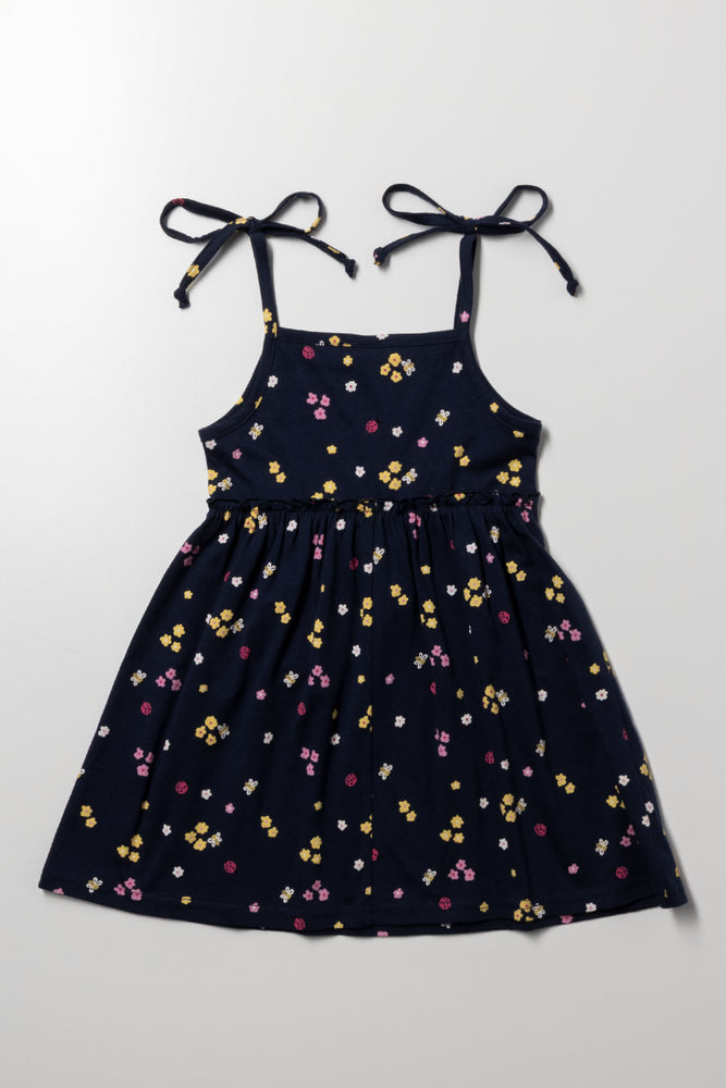 Floral Strappy Dress Black (2)