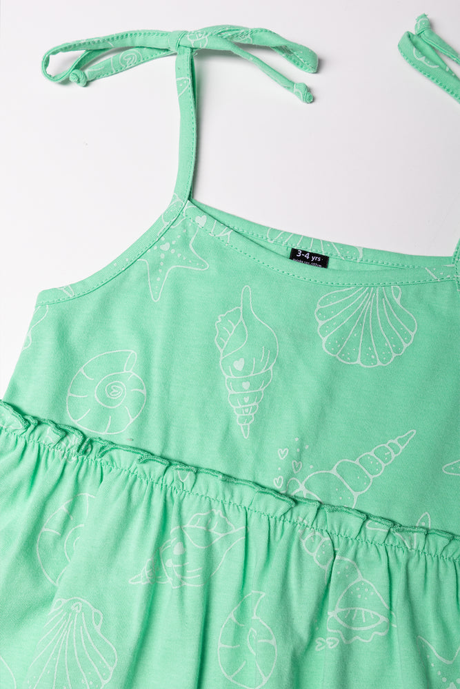 Seashell Strappy Dress Green (1)