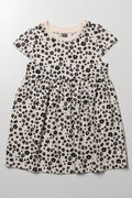 Animal Print Cap Sleeve Dress Natural
