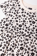 Animal Print Cap Sleeve Dress Natural (1)