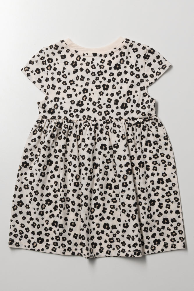 Animal Print Cap Sleeve Dress Natural (2)