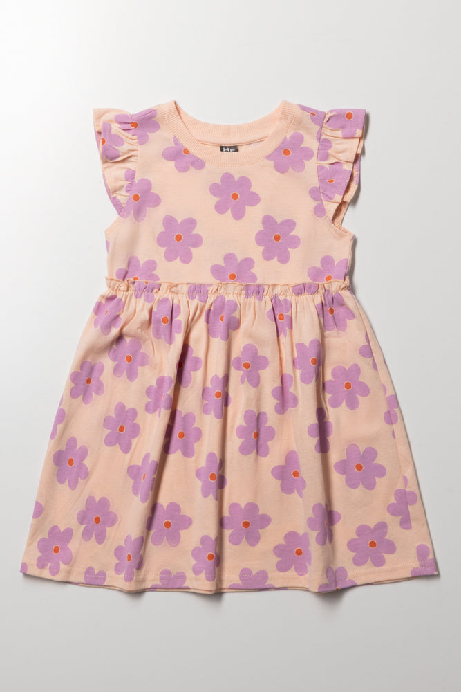 Flutter Sleeve Dress Peach