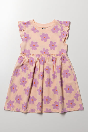 Flutter Sleeve Dress Peach