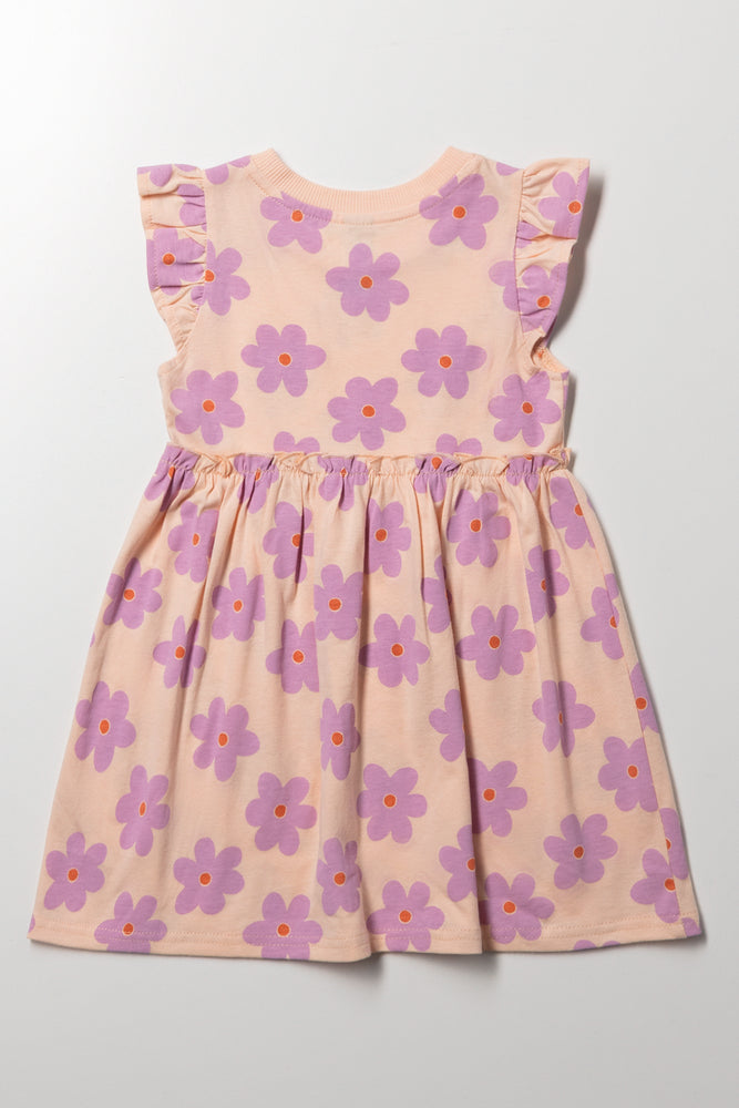 Flutter Sleeve Dress Peach (2)