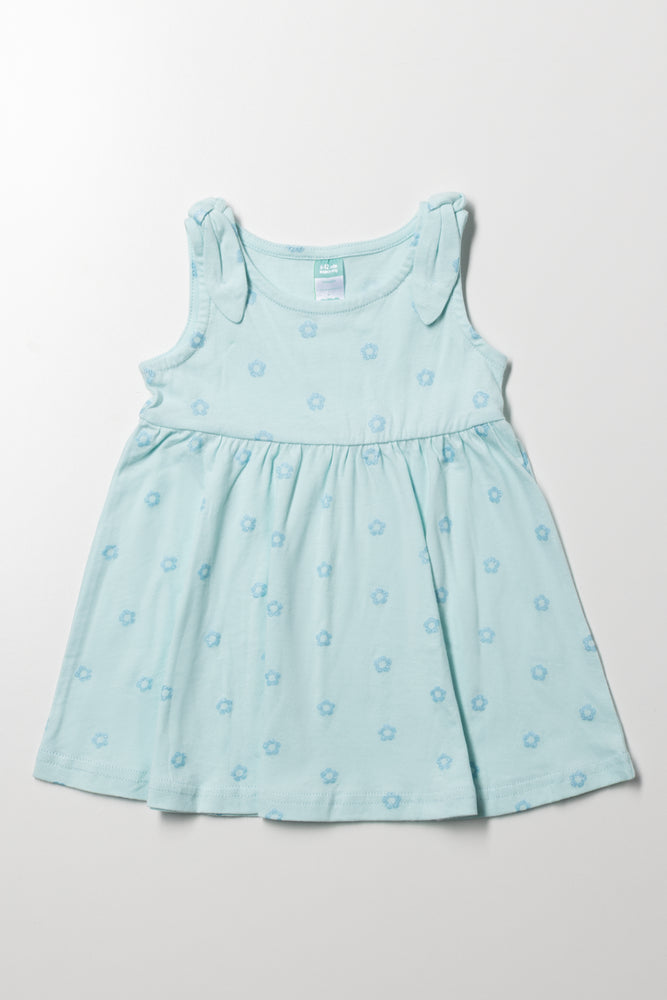 Flower Babydoll Dress Aqua