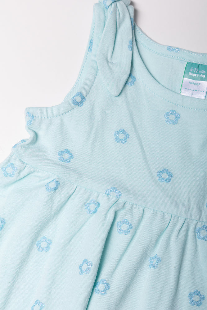 Flower Babydoll Dress Aqua