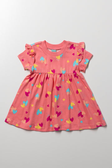 Frill Sleeve Dress Pink