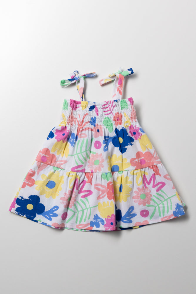 Strappy Tiered Dress White (2)