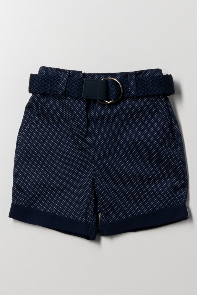 Belted Chino Shorts Navy