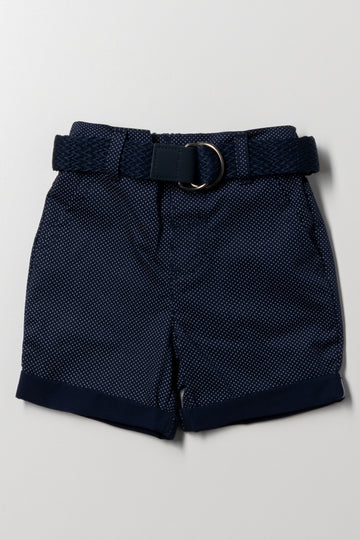 Belted Chino Shorts Navy
