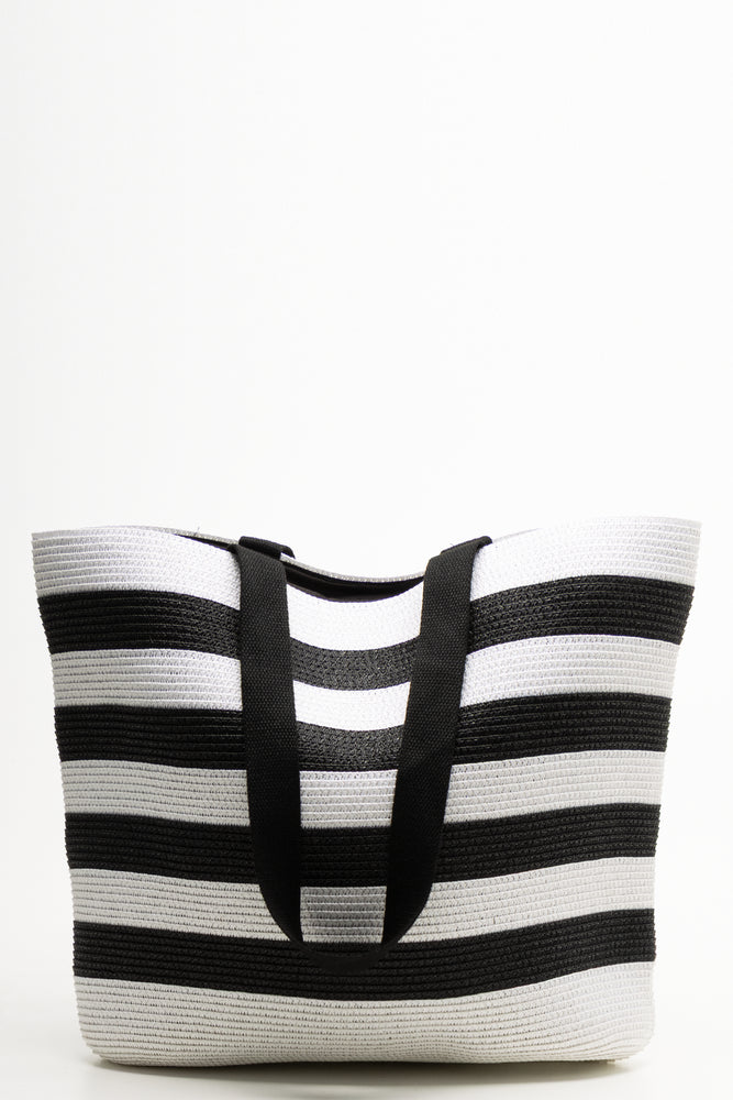 Large Beach Tote Bag Black And White